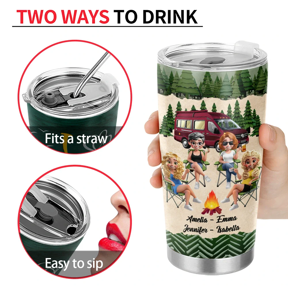 Gift For Bestie, Best friends' Hobby, Camping, Campsite, Happy - Warning The Girls Are Drinking Again - Personalized Tumbler