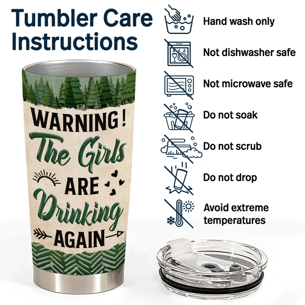 Gift For Bestie, Best friends' Hobby, Camping, Campsite, Happy - Warning The Girls Are Drinking Again - Personalized Tumbler