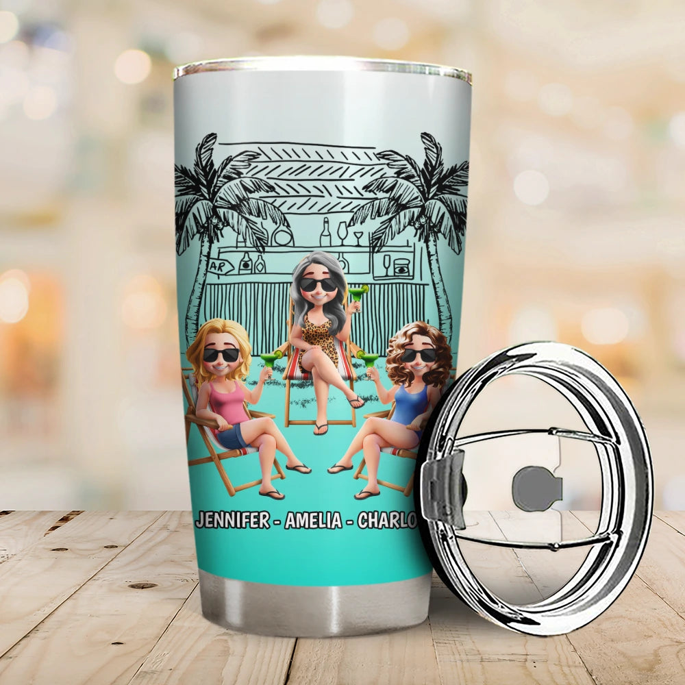 Gift For Bestie,Summer,Beach,Happy - Warning The Girls Are Drinking Again Beach - Personalized Tumbler