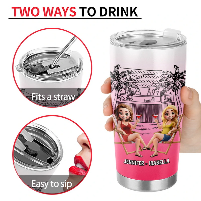 Gift For Bestie,Summer,Beach,Happy - Warning The Girls Are Drinking Again Beach - Personalized Tumbler