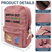 Back To School,Gift For Kids,Adorable,Vector - Watch Out Kindergarten 1st Grade Here I Come - Personalized Corduroy Backpack