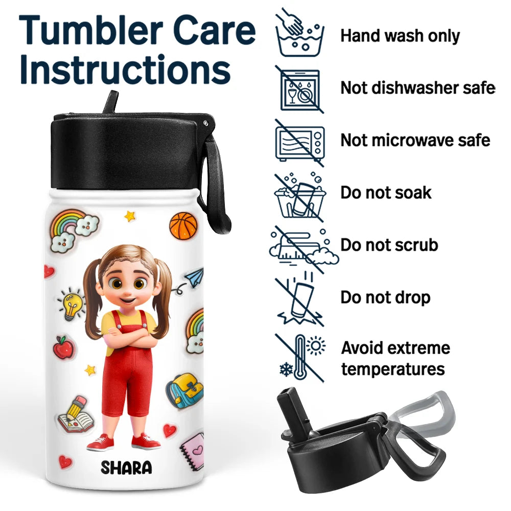 Gift For Kids,Gift For Grandkids,Back To School,Happy - Watch Out Kindergarten Here I Come - Personalized Kids Water Bottle