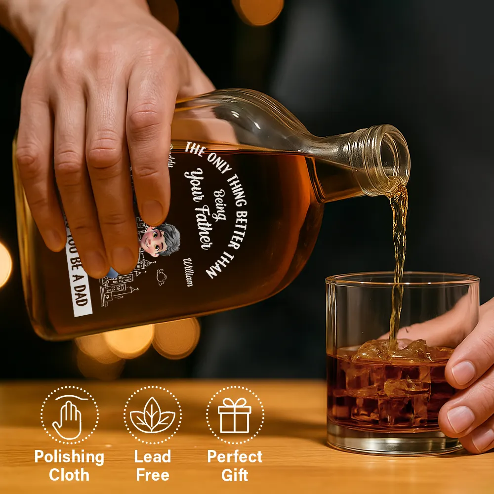 Gift For Son,Dad - Sons,Mom - Sons,Funny,Vector - Watching You Be A Dad - Personalized Whiskey Bottle