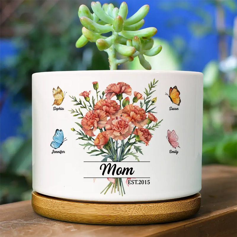 birth flower plant pot Watercolor Birth Flower Bouquet Mom Grandma