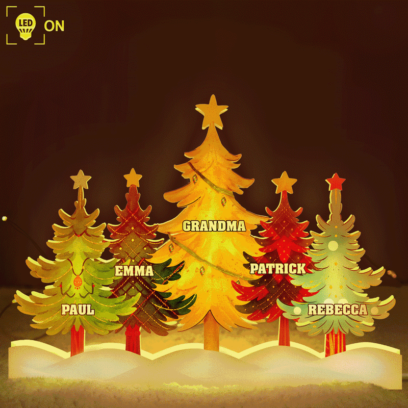 Gift For Grandma,Gift For Grandparents,Christmas,Love - Watercolor Christmas Tree - Personalized Custom Shaped Light Box