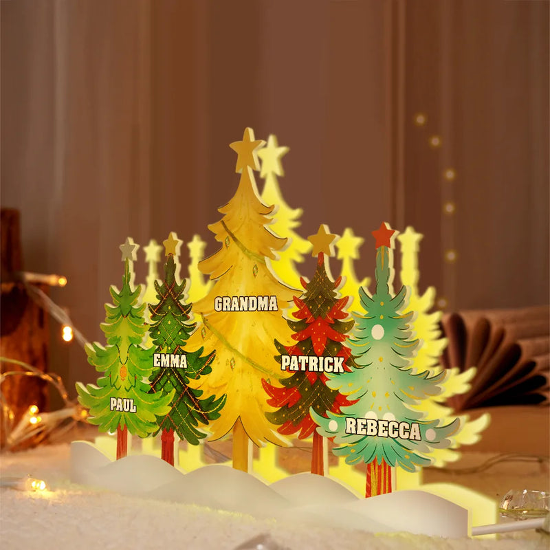 Gift For Grandma,Gift For Grandparents,Christmas,Love - Watercolor Christmas Tree - Personalized Custom Shaped Light Box