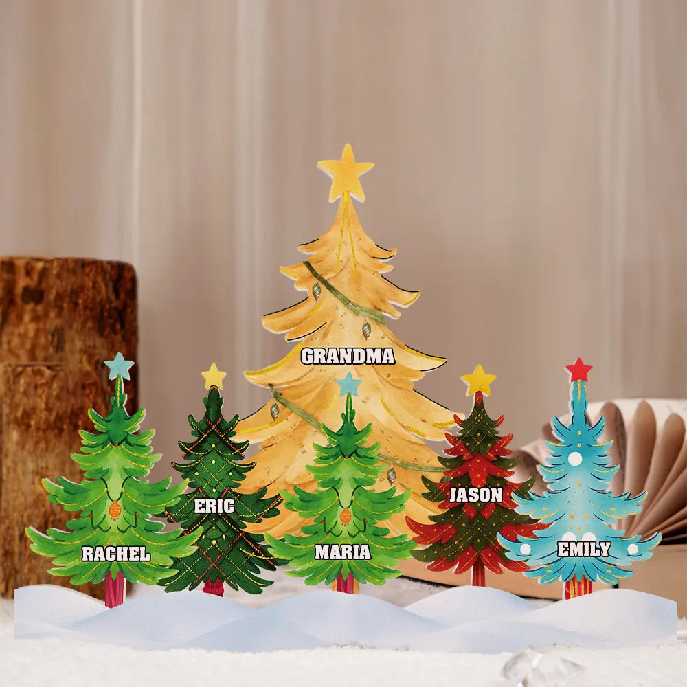 Gift For Grandma,Gift For Grandparents,Christmas,Love - Watercolor Christmas Tree - Personalized Custom Shaped Light Box