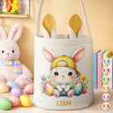 Gift For Kids,Grandpa,Grandkids,Grandma,Gift For Grandkids,Easter - Watercolor Easter Bunny With Name - Personalized Bunny Ears Bucket Bag