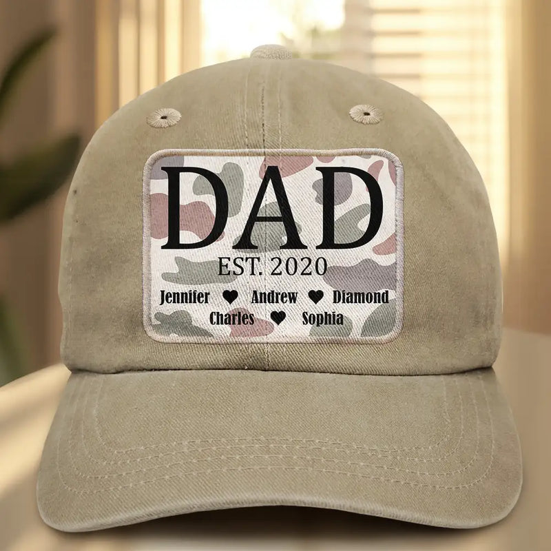 Gift For Husband,Gift For Father - We Love You Dad - Personalized Vintage Washed Denim Cap