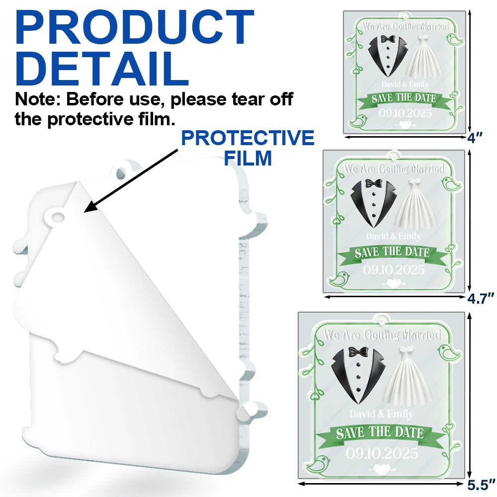 Gift For Couples,Gift For Women,Gift For Men,Gift For Wife,Gift For Husband,Gift For Boyfriend,Gift For Girlfriend,LGBT,Wedding,Engaged,Christmas,Love - We Are Getting Married Couple - Personalized Custom Shaped Acrylic Ornament