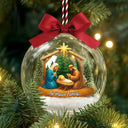 Christmas,Christian,Love - We Believe Nativity Family - Personalized 3D Acrylic Ball Ornament