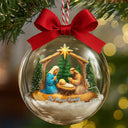 Christmas,Christian,Love - We Believe Nativity Family - Personalized 3D Acrylic Ball Ornament