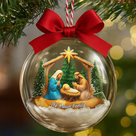 We Believe Nativity Family - Personalized 3D Acrylic Ball Ornament