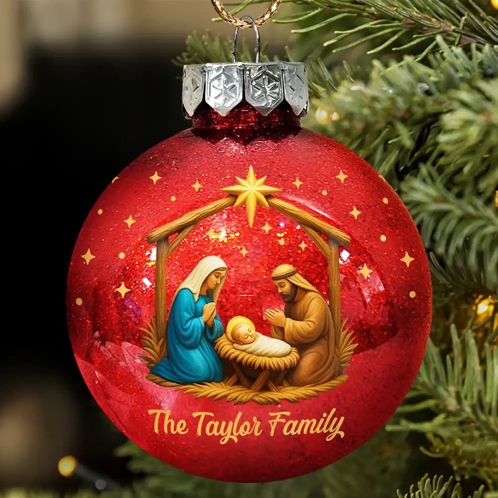 We Believe Nativity Family - Personalized Ball Ornament