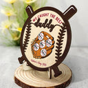 Gift For Husband,Gift For Men,Gift For Grandpa,Grandpa's Hobby,Grandpa - Grandkids,Dad - Children,Dad's Hobby,Sport Dad,Baseball,Happy - We Caught The Best Dad - Personalized 2-Layered Wooden Plaque With Stand