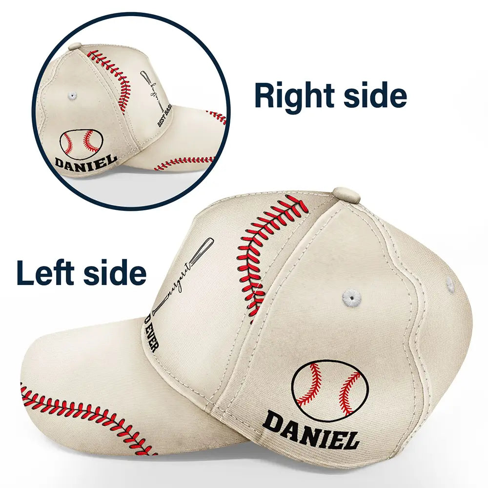 Gift For Father,Gift For Grandpa,Baseball,Non-Eng,Icon,Proud - We Caught The Best Dad Baseball Bat - Personalized Classic Cap