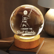 Gift For Father,Gift For Grandpa,Baseball,Non-Eng,Icon,Proud - We Caught The Best Dad Grandpa - Personalized Crystal Globe Lamp