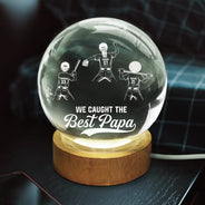 Gift For Father,Gift For Grandpa,Baseball,Non-Eng,Icon,Proud - We Caught The Best Dad Grandpa - Personalized Crystal Globe Lamp