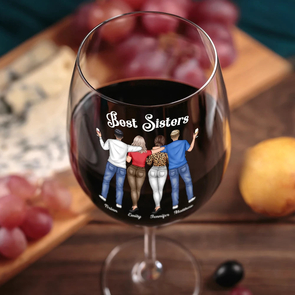 Gift For Bestie, Gift For Sisters, Funny, Gift For Women - We Go Together Like Drunk And Disorderly Besties - Personalized Wine Glass