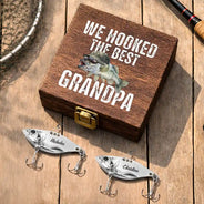 Funny, Dad - Children, Gift For Grandpa, Grandpa - Grandkids, Gift For Father, Fishing - We Hooked The Best Dad - Personalized Metal Fish Lure Set