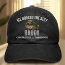 Gift For Husband,Gift For Men,Gift For Yourself,Gift For Grandpa,Gift For Father,Fishing,Icon,Humorous - We Hooked The Best Dad Grandpa - Personalized Vintage Washed Denim Cap