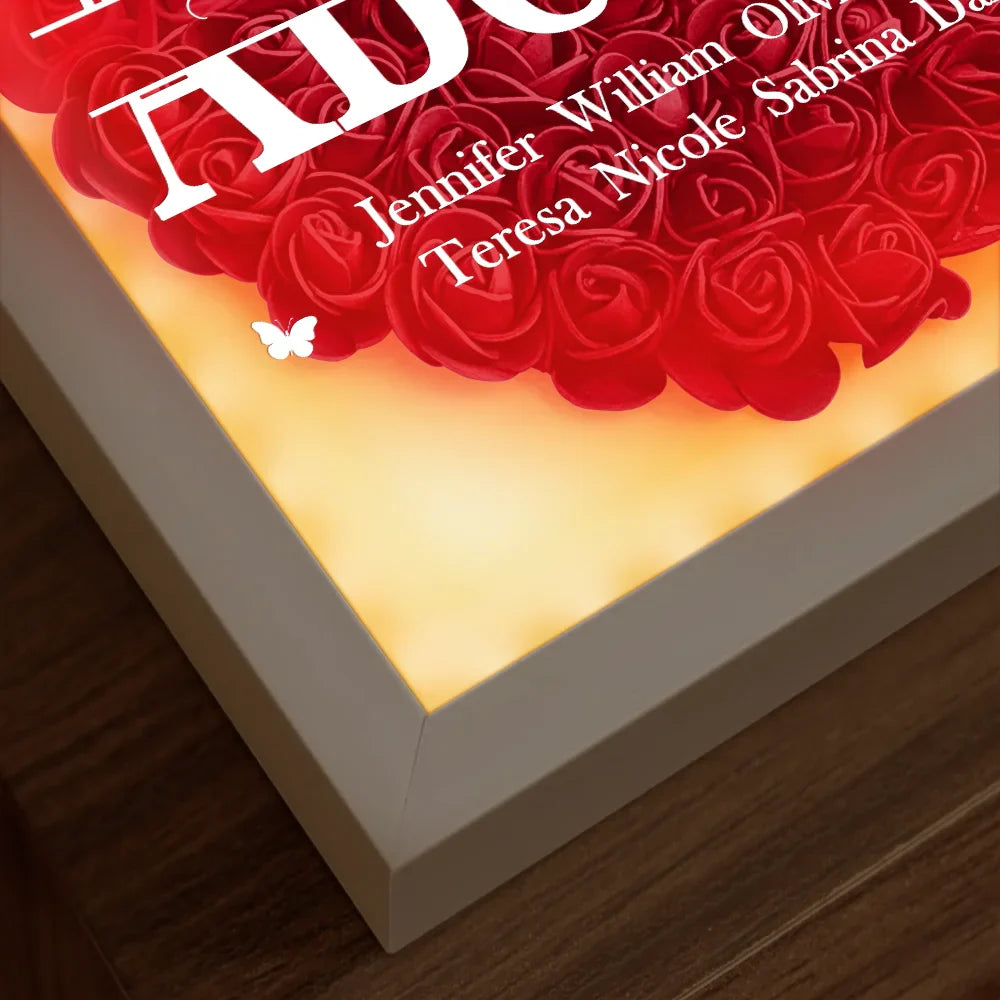 Gift For Mother, Mom - Children, Happy - We Love You Mom Grandma - Personalized LED Light Flower Shadow Box