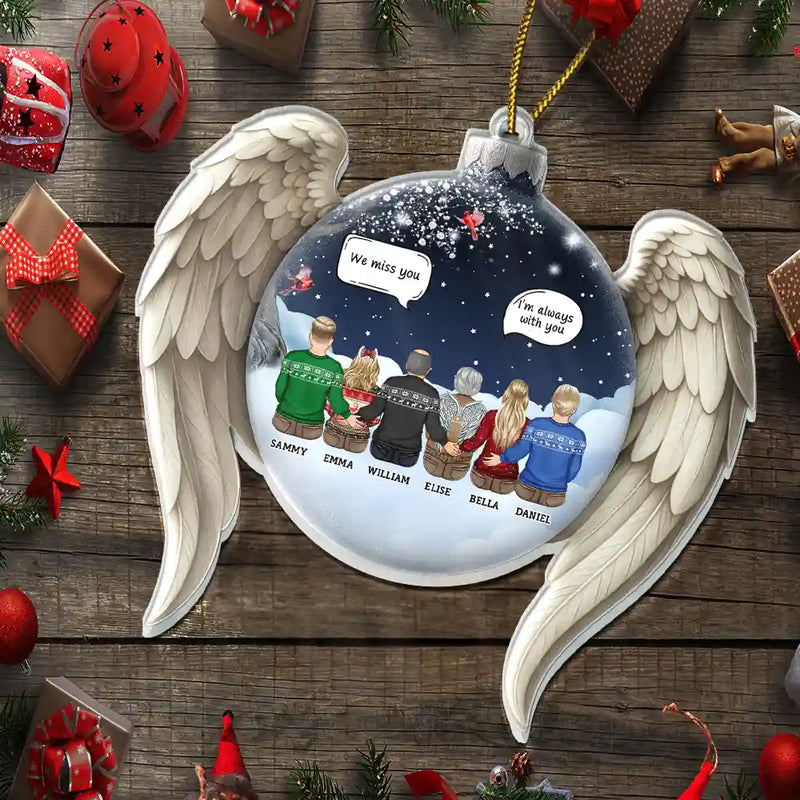 Christmas,Family,Memorial,Sad - We Miss You Family Memorial - Personalized Custom Shaped Acrylic Ornament