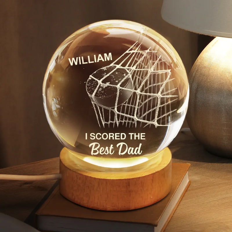 Sport Dad,Hockey,Gift For Father,Happy - We Scored The Best Dad Papa Hockey - Personalized Crystal Globe Lamp