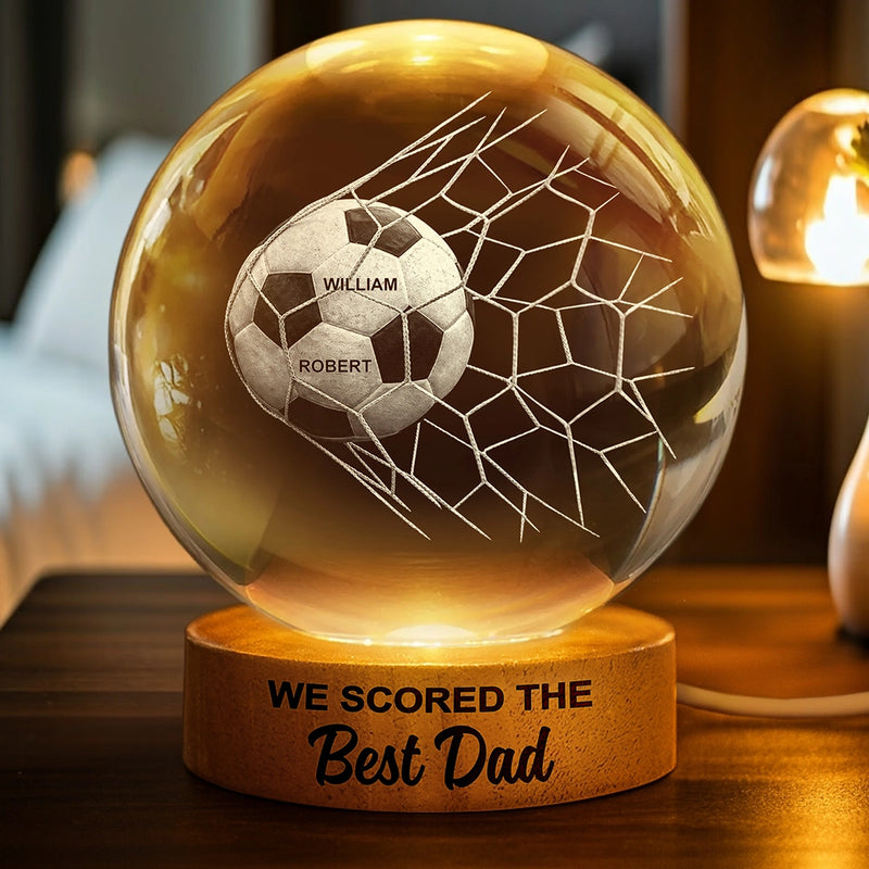 Sport Dad,Gift For Father,Football (Soccer),Happy - We Scored The Best Dad Papa Soccer Football - Personalized Crystal Globe Lamp