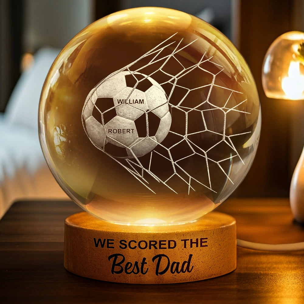 We Scored The Best Dad Papa Soccer Football - Personalized Crystal Globe Lamp