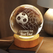 Sport Dad,Gift For Father,Football (Soccer),Happy - We Scored The Best Dad Papa Soccer Football - Personalized Crystal Globe Lamp