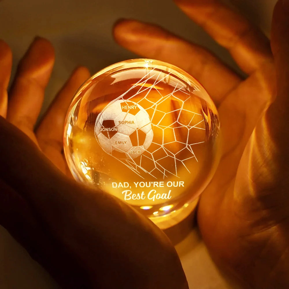 Sport Dad,Gift For Father,Football (Soccer),Happy - We Scored The Best Dad Papa Soccer Football - Personalized Crystal Globe Lamp