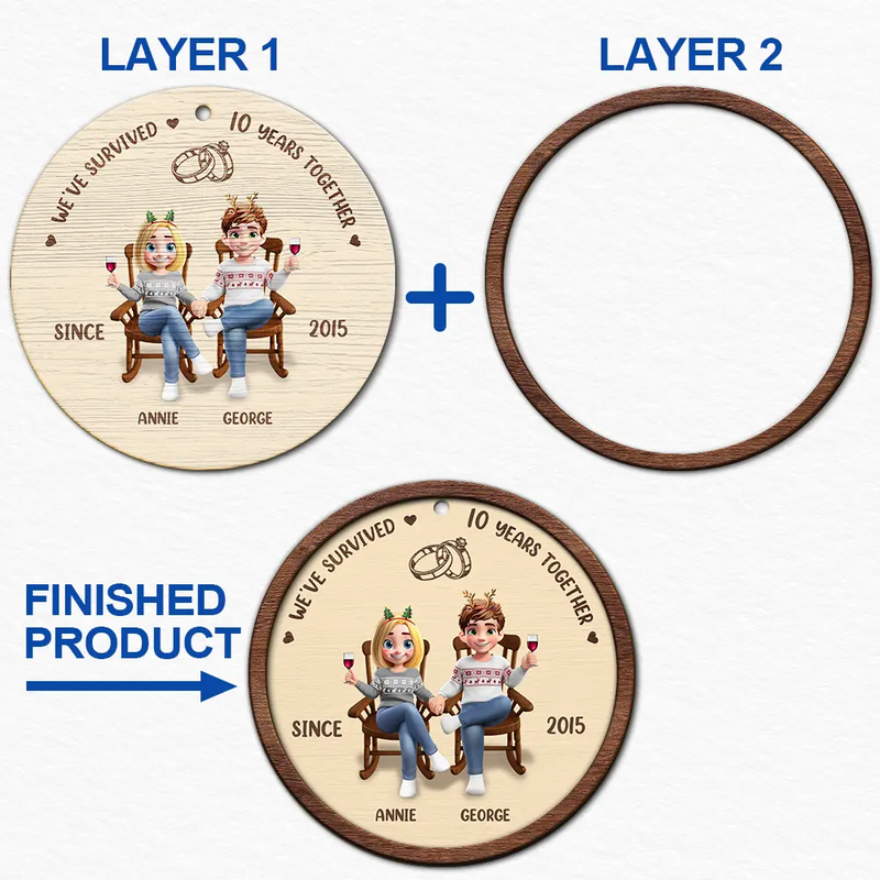 Christmas, Gift For Couples, Happy - We Still Do After All These Years - Personalized 2-Layered Wooden Ornament