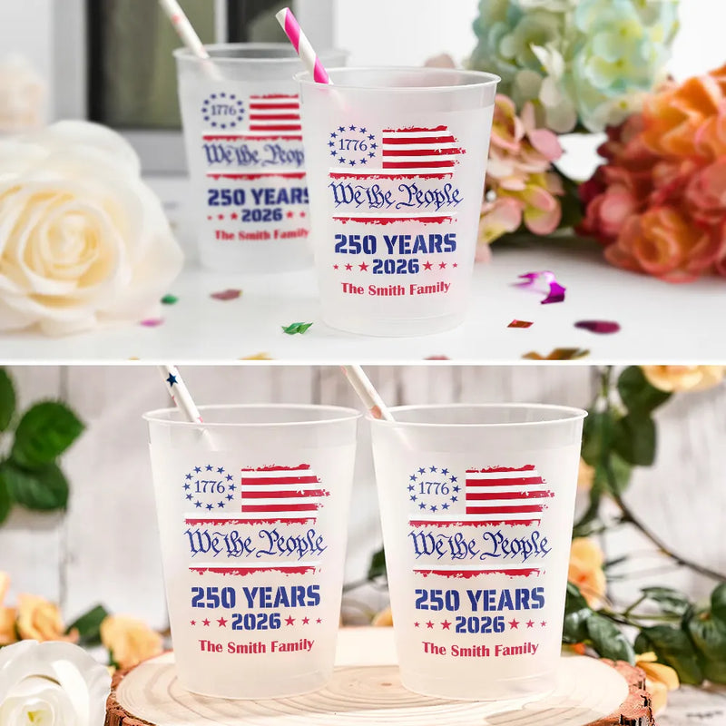 Independence Day,America 250th,Family,Gift For Bestie,Gift For Sibling,Gift For Grandparents,Gift For Yourself,Gift For Women,Gift For Men,Parents,Proud - We The People 250 Years 1776 - Personalized Frosted Cups