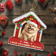 Dog Lovers,Dog Mom,Dog Dad,Dog Couple,Gift For Women,Gift For Men,Christmas,Happy - We Woof You A Merry Christmas - Personalized Custom Shaped Acrylic Ornament