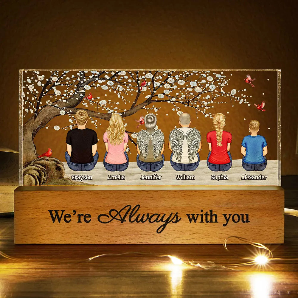 We're Always With You Memorial Family - Personalized Rectangle LED Light