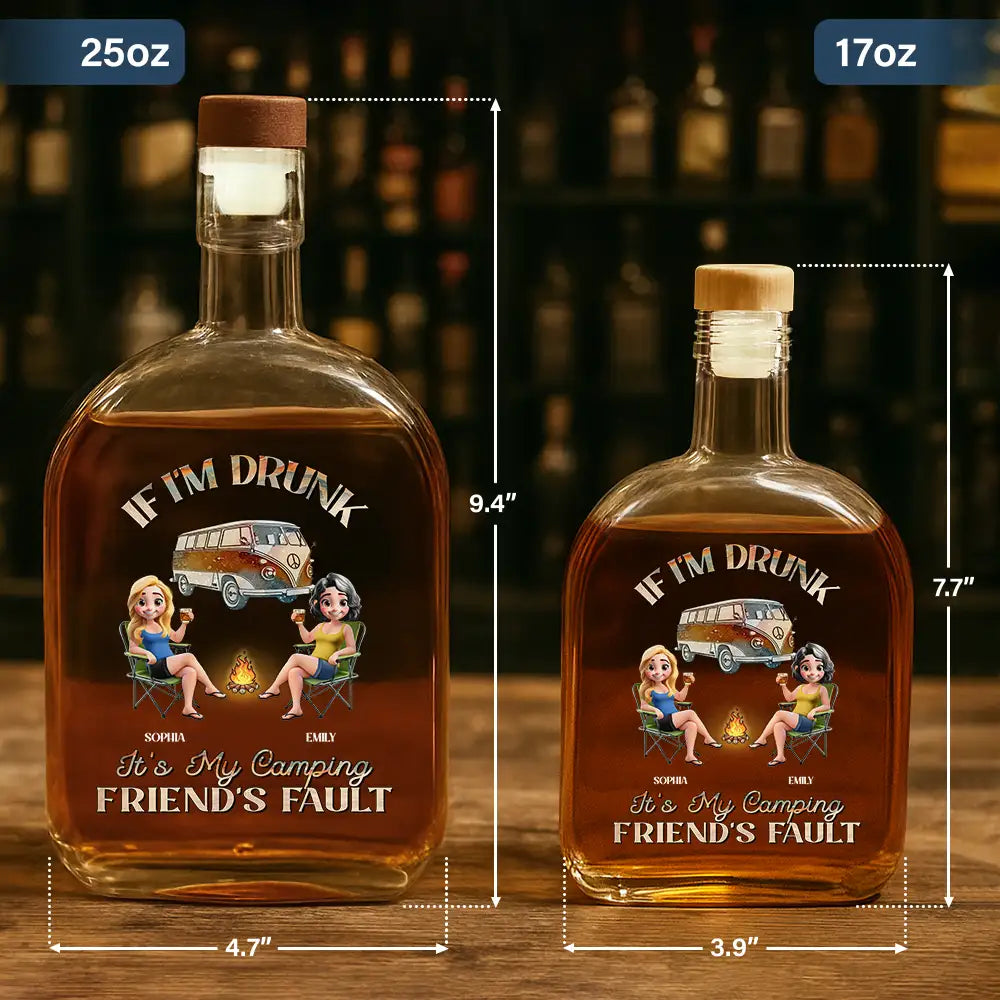 Campsite, Camping, Gift For Bestie, Funny - We're Drunks We Go Camping - Personalized Whiskey Bottle