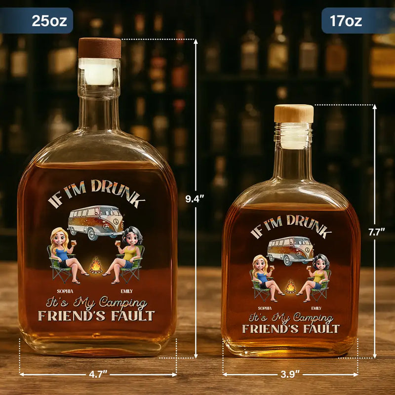 Campsite, Camping, Gift For Bestie, Funny - We're Drunks We Go Camping - Personalized Whiskey Bottle