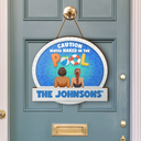 Family,Poolside,Happy - We're In The Pool Family - Personalized Custom Shaped Wood Sign