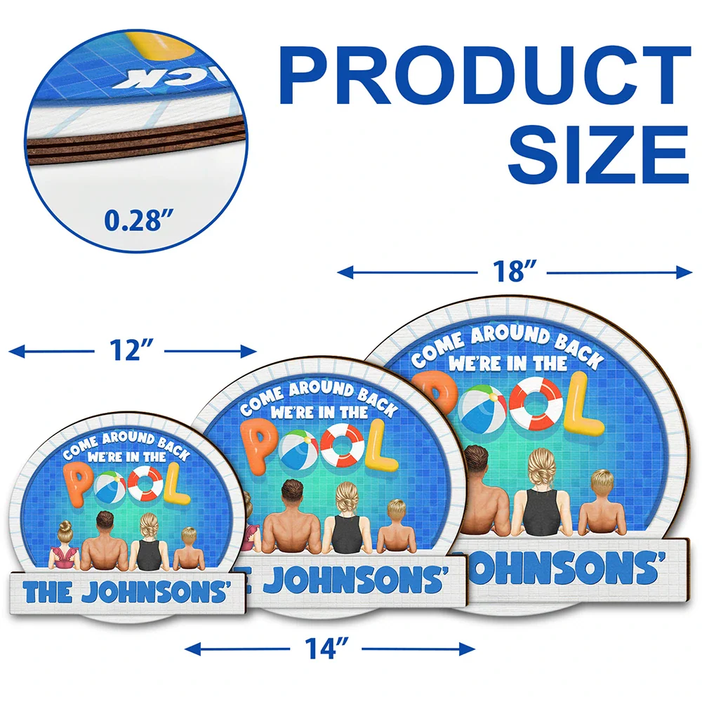 Family,Poolside,Happy - We're In The Pool Family - Personalized Custom Shaped Wood Sign