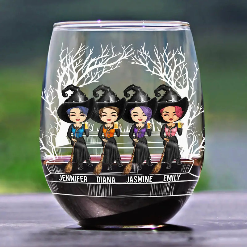Halloween,Funny,Gift For Bestie - We're Not Sugar And Spice And Everything Nice Best Friends - Personalized Stemless Wine Glass