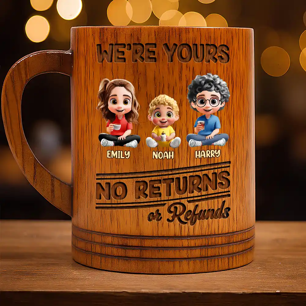 Gift For Grandparents, Happy - We're Yours No Returns - Personalized Wooden Mug
