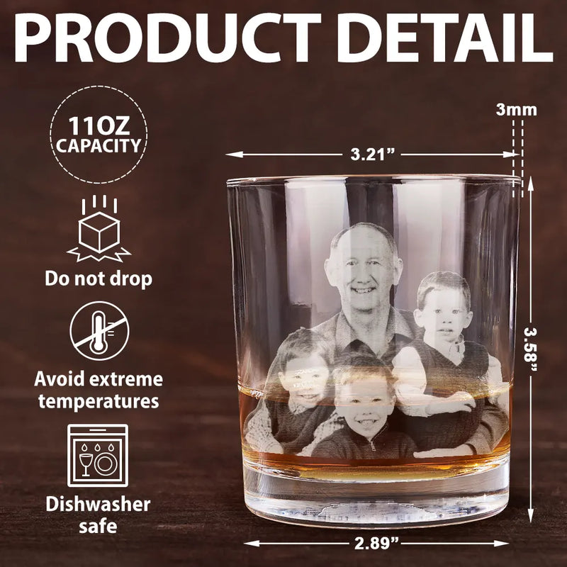 Dad,Children,Gift For Father - Custom Photo We're Yours No Returns Or Refunds Hand Punch - Personalized Engraved Whiskey Glass