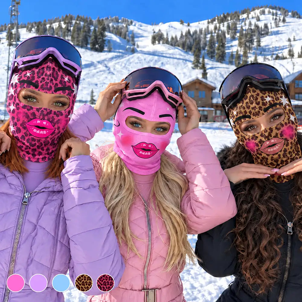 Christmas, Humorous, Icon, Skiing - Funny Matching Gift For Skier Besties - Personalized Glam Face Balaclava Face Mask