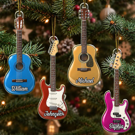 Guitar Type Christmas Gift For Guitarist Guitar Lovers - Personalized Custom Shaped Acrylic Ornament