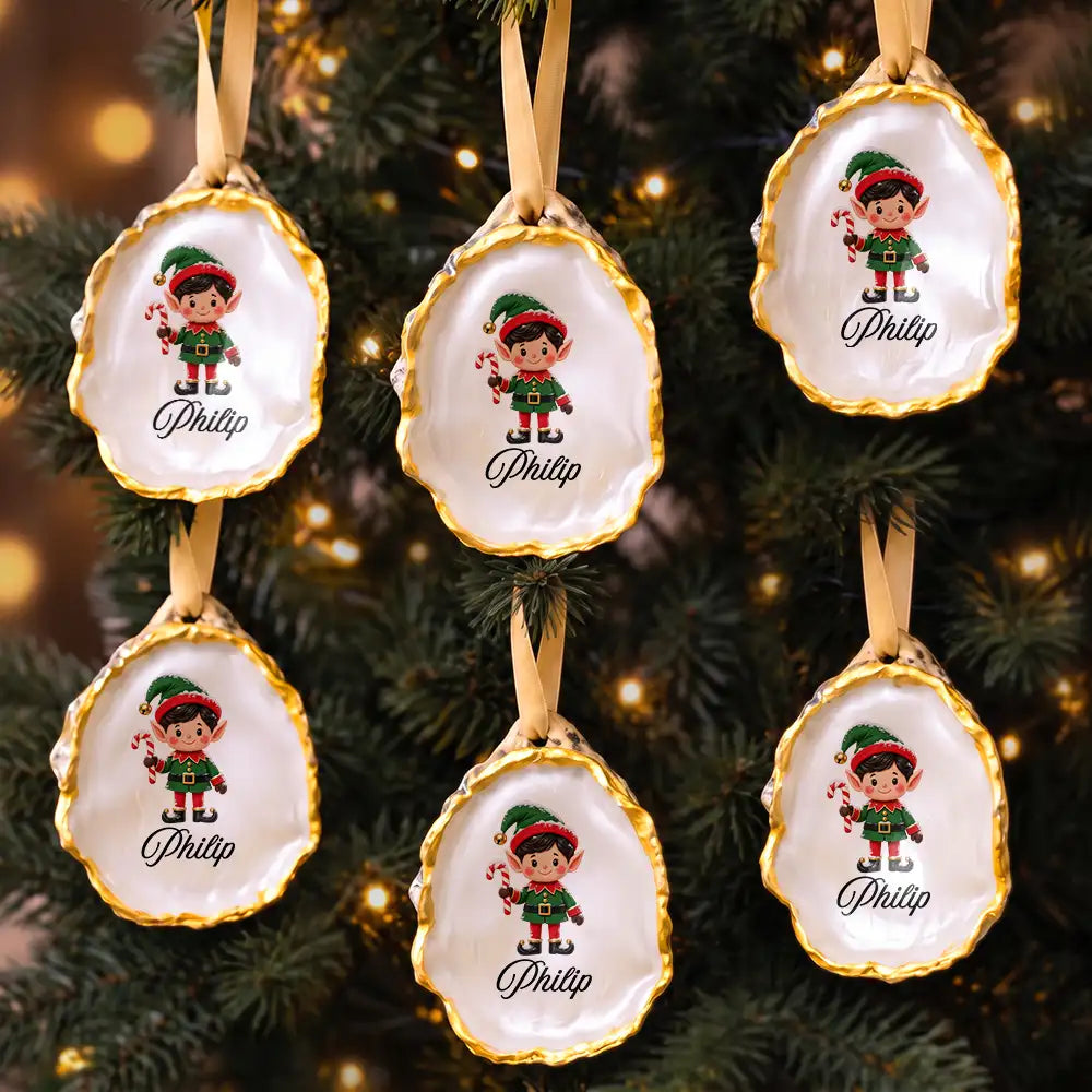 Christmas, Family, Happy, Icon, Indoor Decor - Family Christmas Gift - Personalized Vintage Tree Hanging Decoration Oyster Ornament