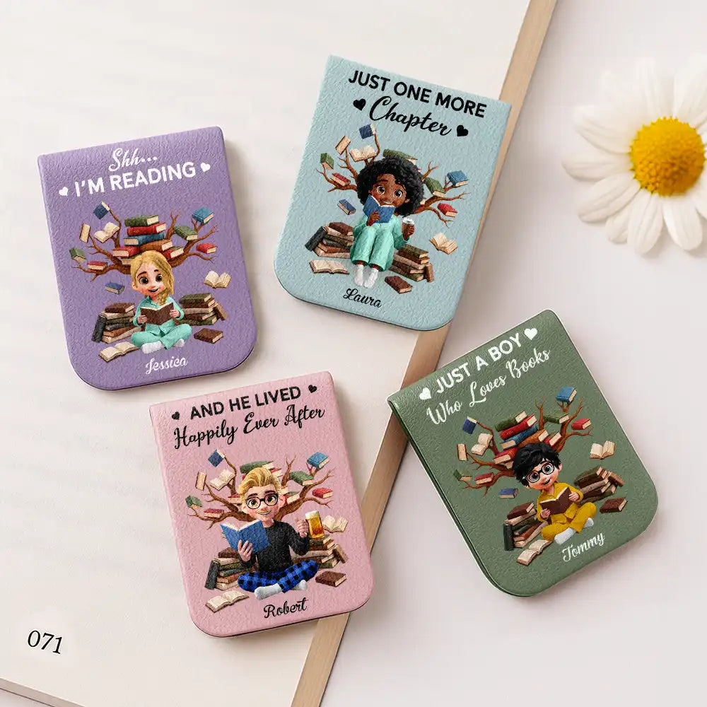 Christmas,Confident,Reading,Vector- Gifts For Book Lovers, Bookworms, Readers - Personalized Just A Girl Who Loves Books Leather Magnetic Bookmark