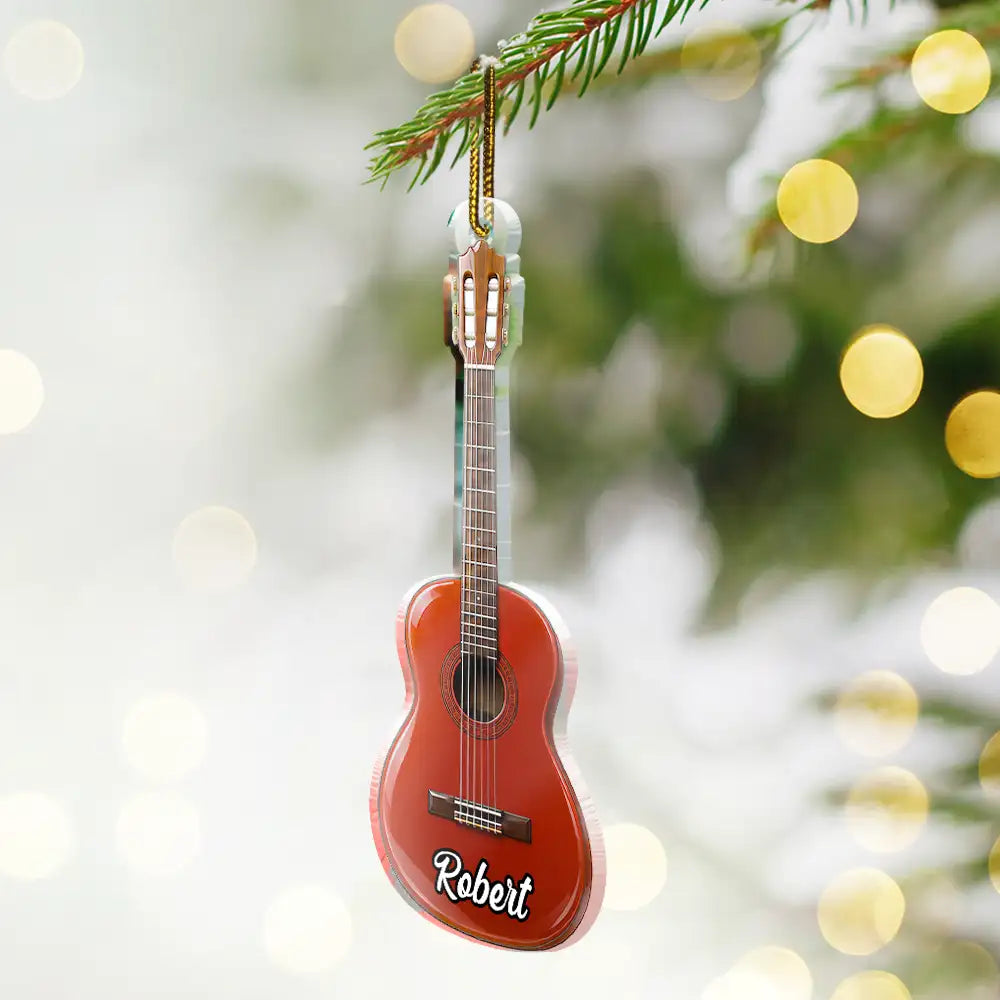 Top Market,Guitar,Christmas,Gifts For Him,Gift For Men,Music,Gift For Yourself,Icon,Happy - Guitar Type Christmas Gift For Guitarist Guitar Lovers - Personalized Custom Shaped Acrylic Ornament