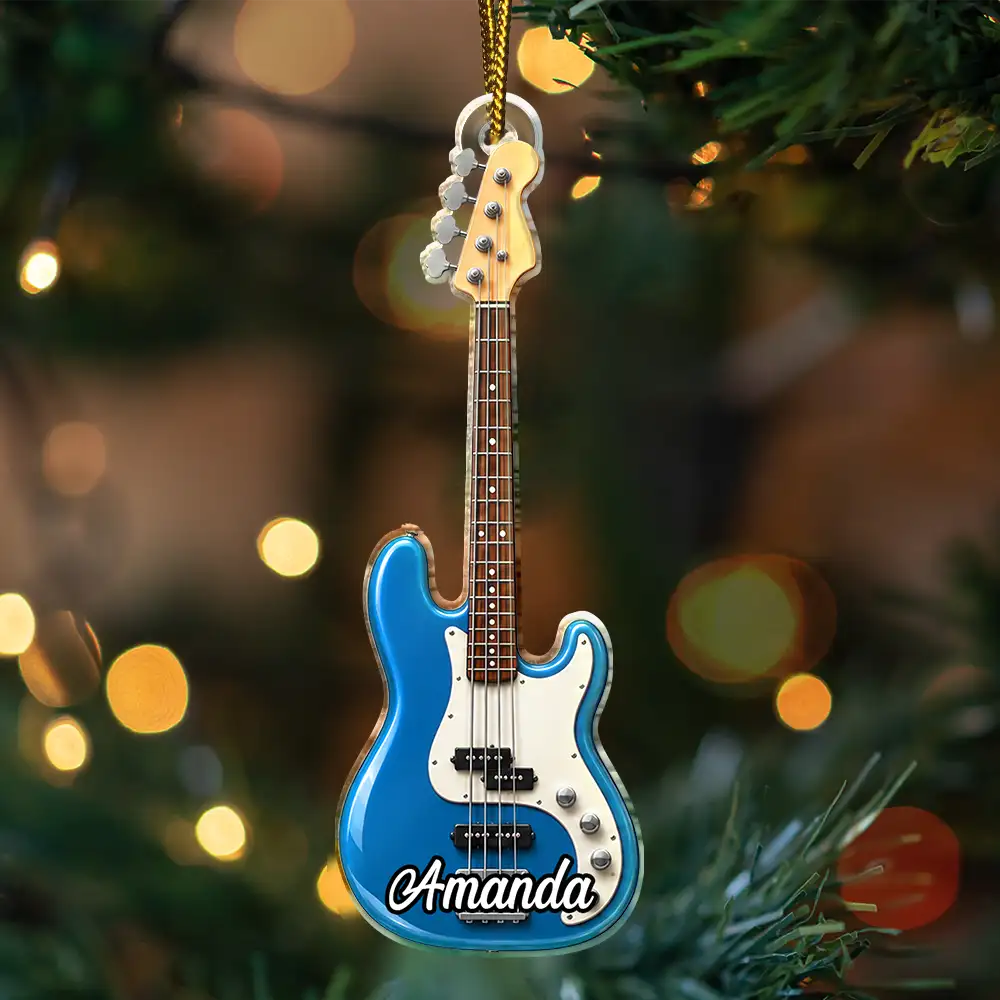 Top Market,Guitar,Christmas,Gifts For Him,Gift For Men,Music,Gift For Yourself,Icon,Happy - Guitar Type Christmas Gift For Guitarist Guitar Lovers - Personalized Custom Shaped Acrylic Ornament