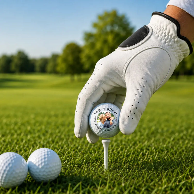 Photo personnalisée « Je t'aime » – Cadeau pour amateur de golf, golfeur, mari, couple – Balle de golf personnalisée
